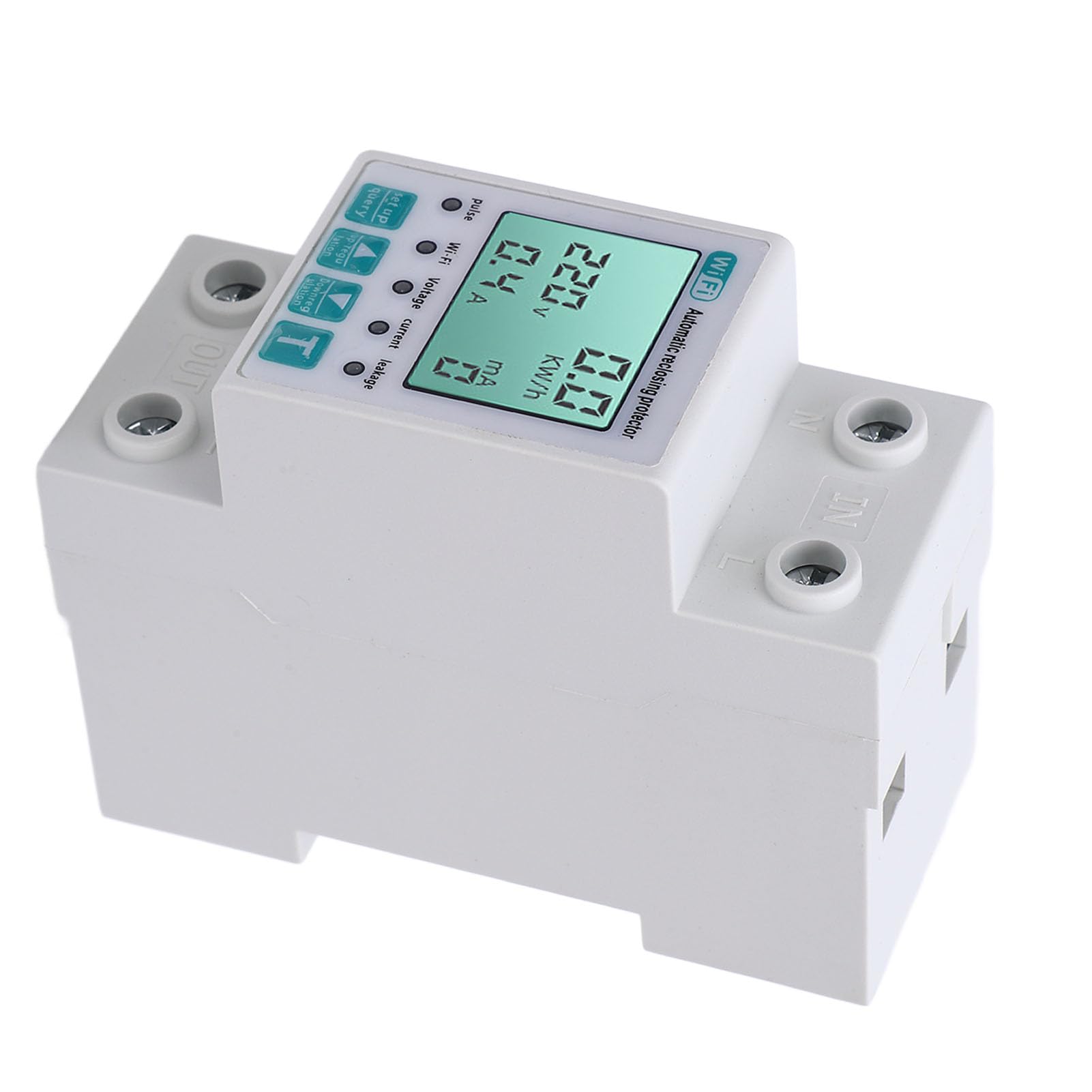 Hidyliu Misuratore di Energia Intelligente WiFi Monitor del Consumo di Energia con Telecomando per Uso Domestico Materiale ABS Ampio Schermo LCD