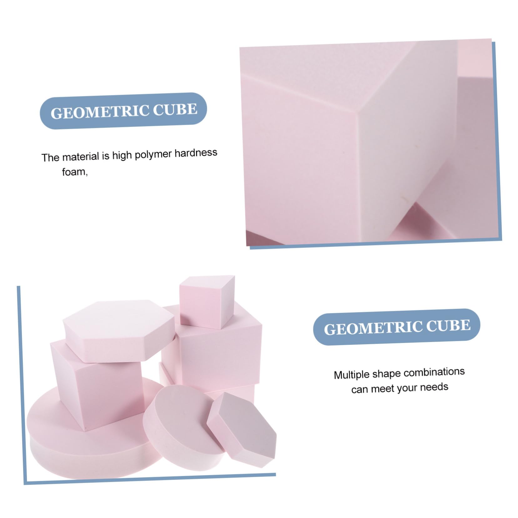 8piezas Accesorios Fotográficos Geométricos para Fondo De Fotografía De Joyería y Cosméticos Prop Props De Cubo para Decoración De Estudio
