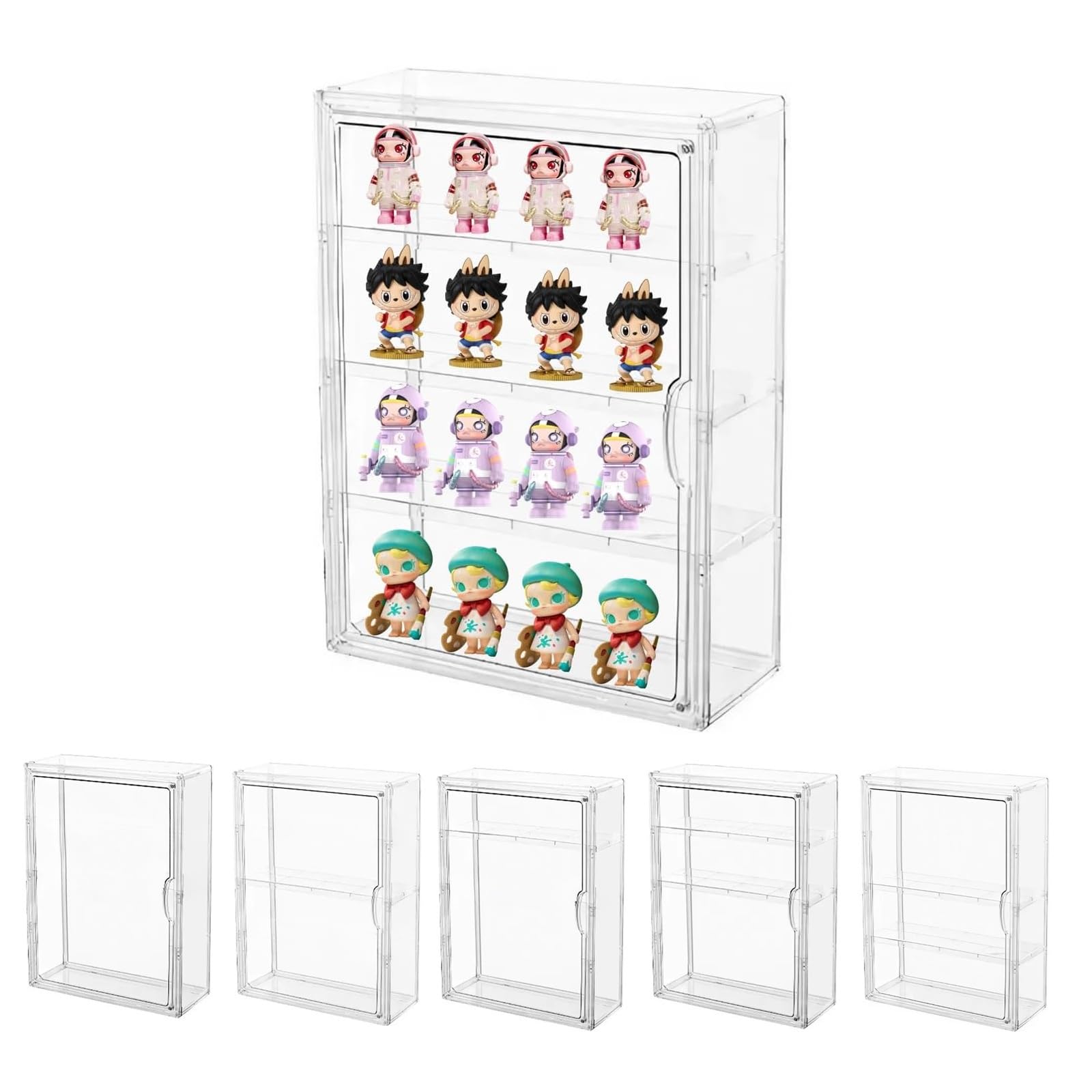 Dasellfa Acrylic Display Case, Stackable Storage Boxes, Display Cabinets with Magnetic Door, Desk Storage for Action Figures, Toys, Minifigures, Collectiblefigures, Transparent (29×12×39cm)