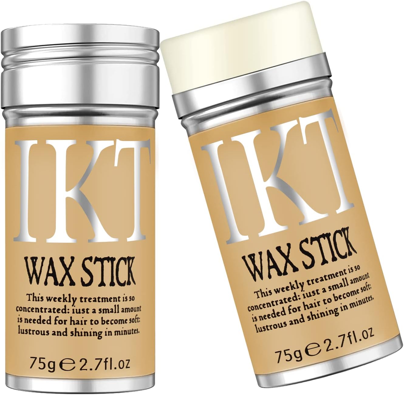 VOLLUCKHair Wax Stick, Natural Long-lasting Wax Stick Hair for Women Men, Edge Control Hair Stick for Flyaways, Slick Back Hair Products 2.7 Oz (2 PCS)