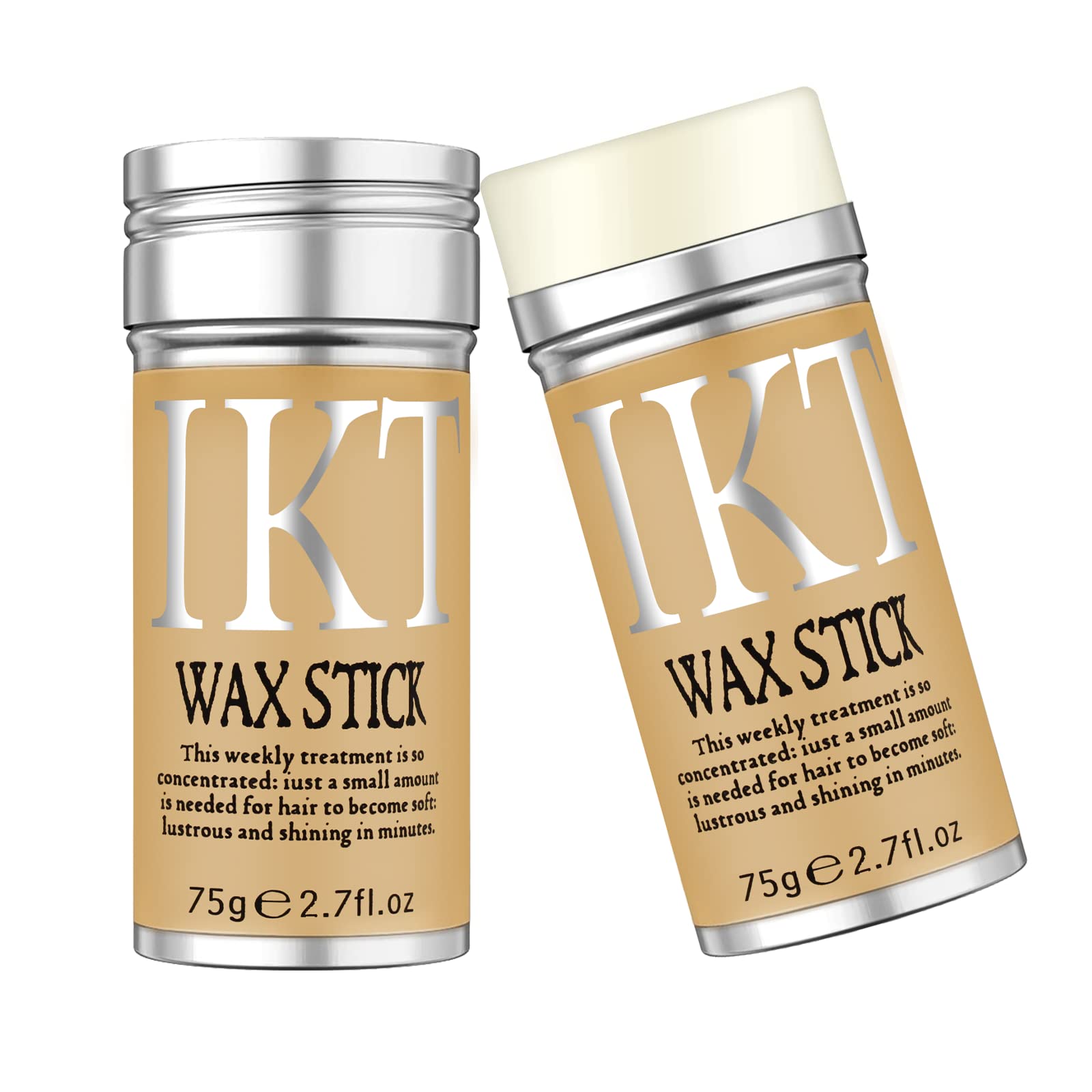 VOLLUCKHair Wax Stick, Natural Long-lasting Wax Stick Hair for Women Men, Edge Control Hair Stick for Flyaways, Slick Back Hair Products 2.7 Oz (2 PCS)