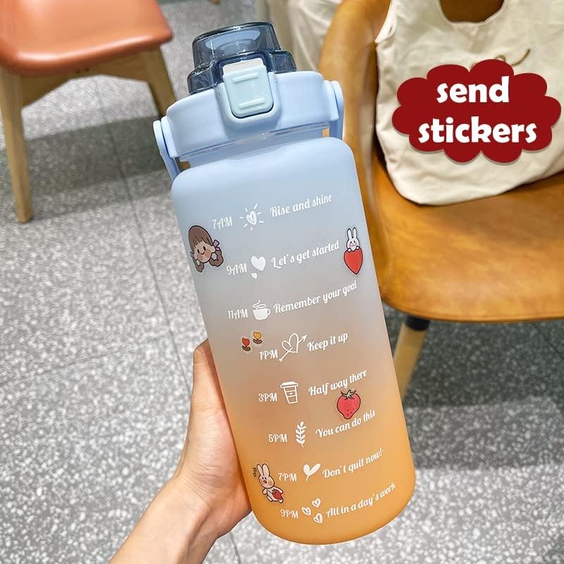 INLIMA Drinking Glasses Capacity Water Bottle With Bounce Lid Timeline Reminder Leak-proof Frosted Cup For Summer Outdoor Couple Cup (Color : Pink Cover)