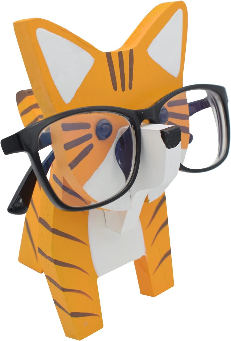 Creative Glasses Holder Stand, 3D Wooden Puzzle Animal Eyeglass Stand Home Office Desk Décor Gift (Cat) image 3