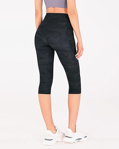 Miniatura 699 de ODODOS - Leggings tipo capri de mujer, no se traslucen y modelan el abdomen, con cintura alta y bolsillos; para hacer yoga, atletismo, ejercicio