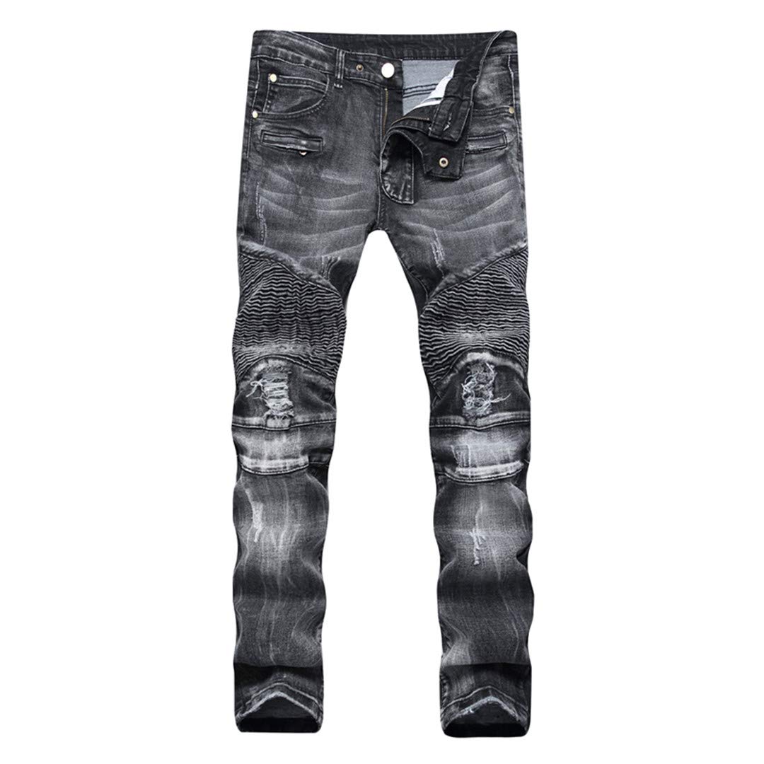 Męskie skinny motocyklista dżinsy motocykl hip hop spodnie jeansowe biegacze wybieg