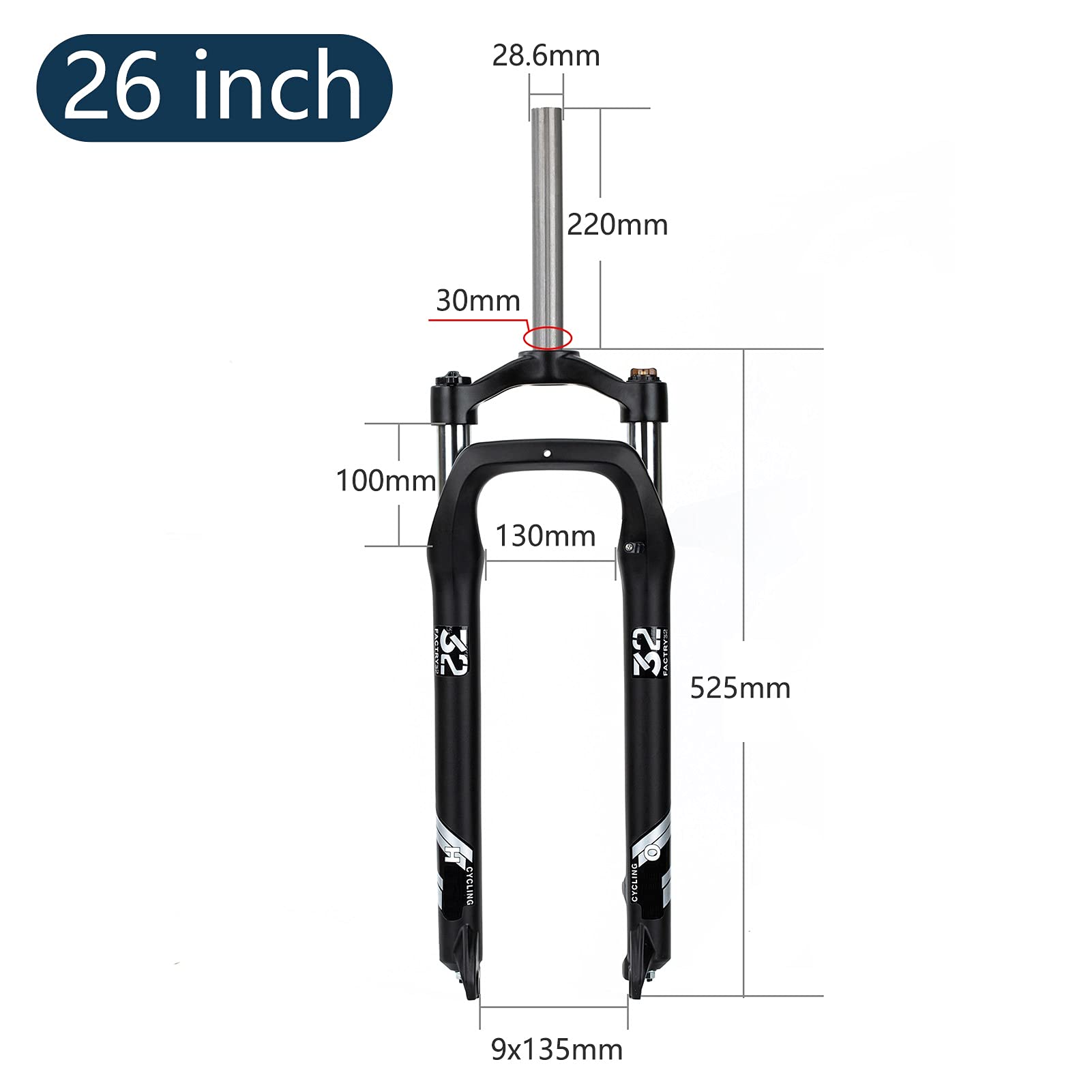 MTB Bici Forcella Fat Bike 26 Pollici Olio Primavera, Viaggio 100MM Blocco Manuale Lega Fat Bike Forcella Ammortizzata per 4.0 Pneumatico