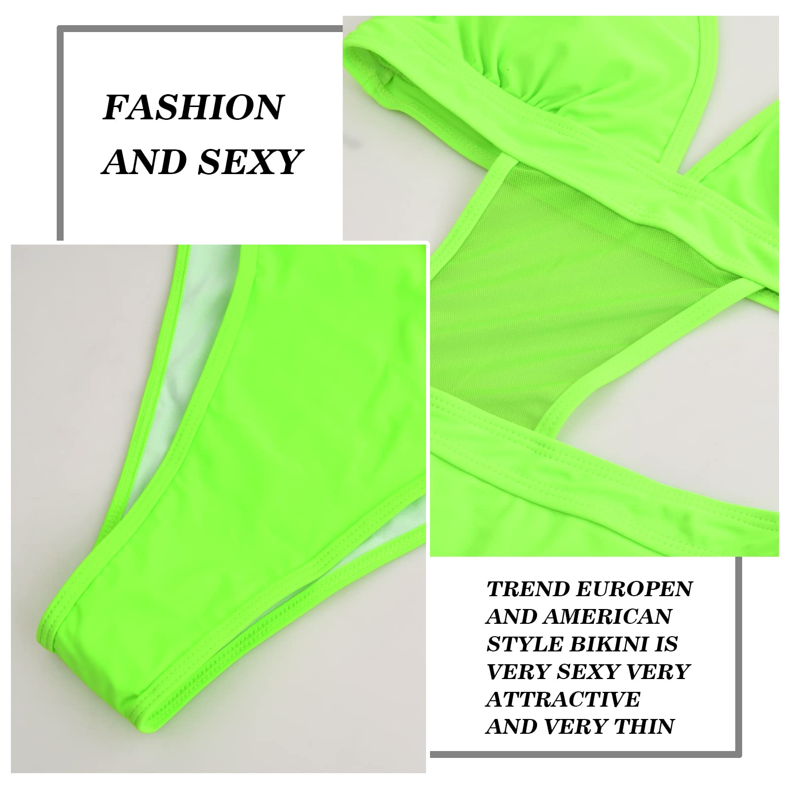 2 pezzi da Donna Rave Abiti Neon Body Crop Top, Bikini da Donna Rave Outfits, Lunga Costumi da Bagno Mesh Shrug con Fibbia per Festival Club Party