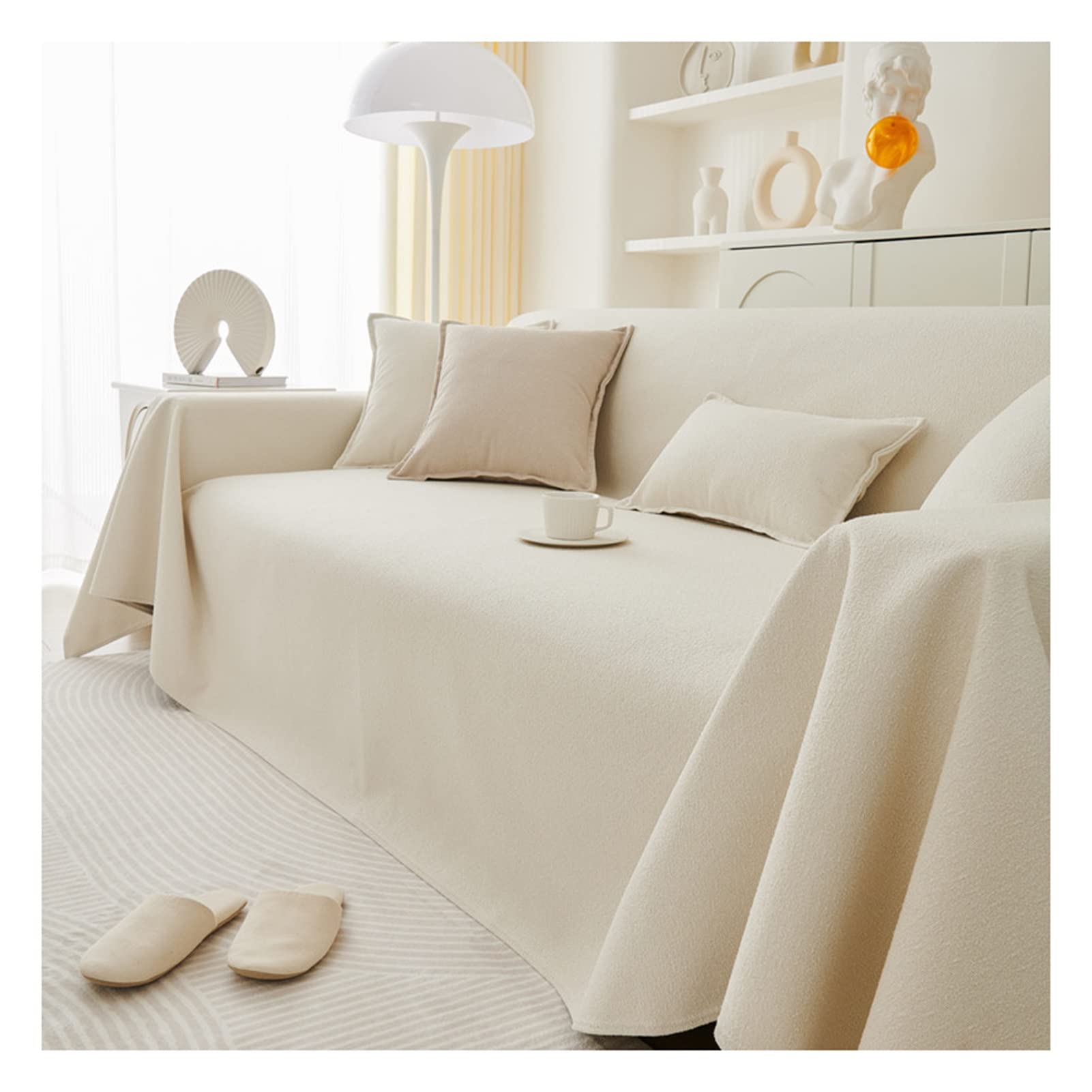 KAISUN Sofa Covers 1 2 3 4 Seater Waterproof Sofa Throw Blanket, Versatile Blanket as Sofa Blanket, Couch Throw, Sofa Cover and Bedspread (Color : Beige, Size : 190 x 130 cm)