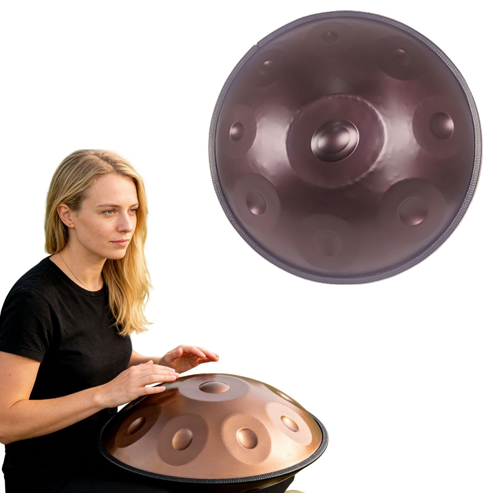 Handpan Drum de Acero D Minor Instrumento Handpan 9 10 12 Notas 432Hz 440Hz Para Música Meditación Yoga y Terapia Sonora para Adultos y Práctica Musical Profesional(Purple,440HZ/9 Note)