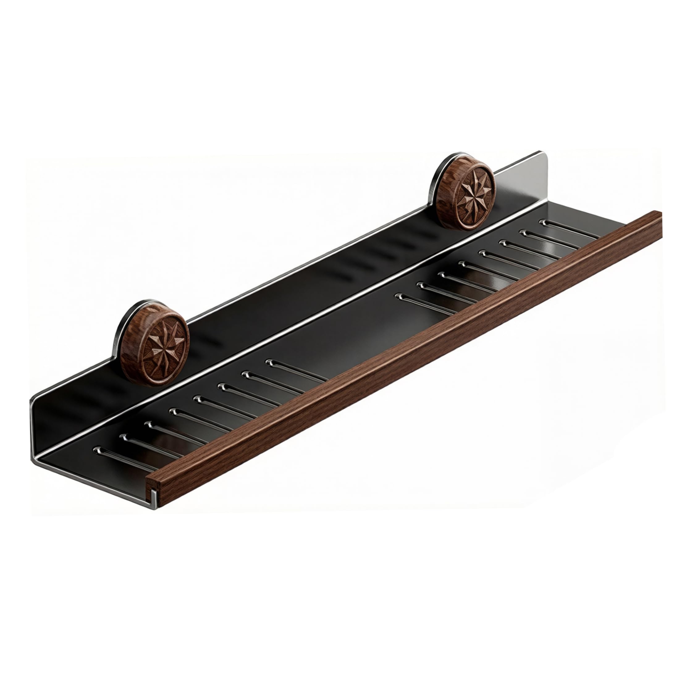 Striegro Suction Cup Shelf, No-Drill over the Sink Shelf Bathroom 12in Space Saving Wall Organizer for Kitchen/Bathroom/Bedroom, Black.