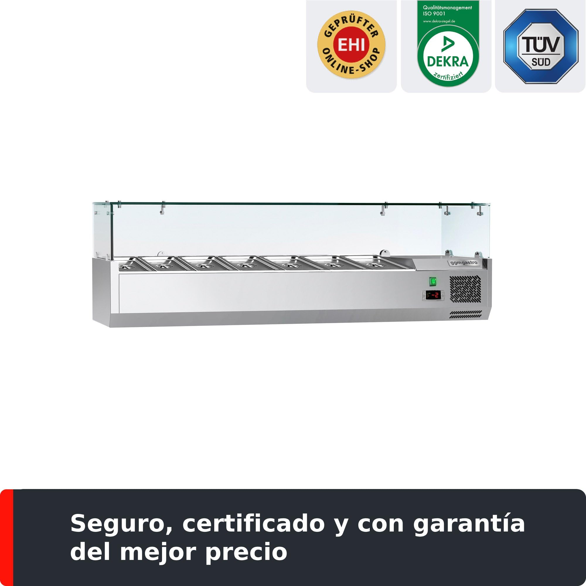 GGM Gastro Vitrina Refrigerada ECO - 44 Litros - Acero Inoxidable - Cubierta de Vidrio - Control Electrónico de Temperatura - Termostato Digital - AGG153ND#07