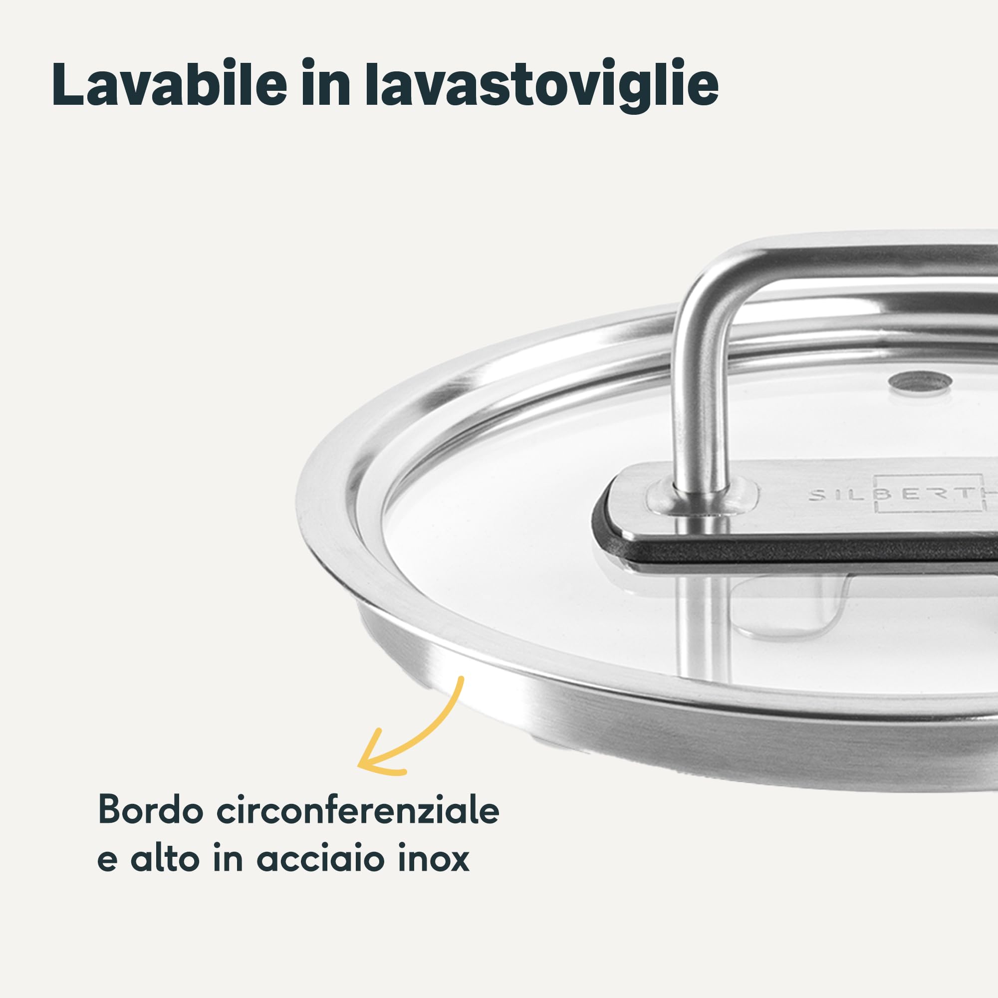 SILBERTHAL Coperchio pentola 24 cm - Vetro e acciaio inox - Coperchio padella e casseruola