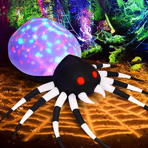 Image of GOOSH 6 FT Height Halloween Inflatables Outdoor Spider with Magic Light, Blow Up Yard Decoration with LED Lights Built-in for Holiday /Party /Yard /Garden