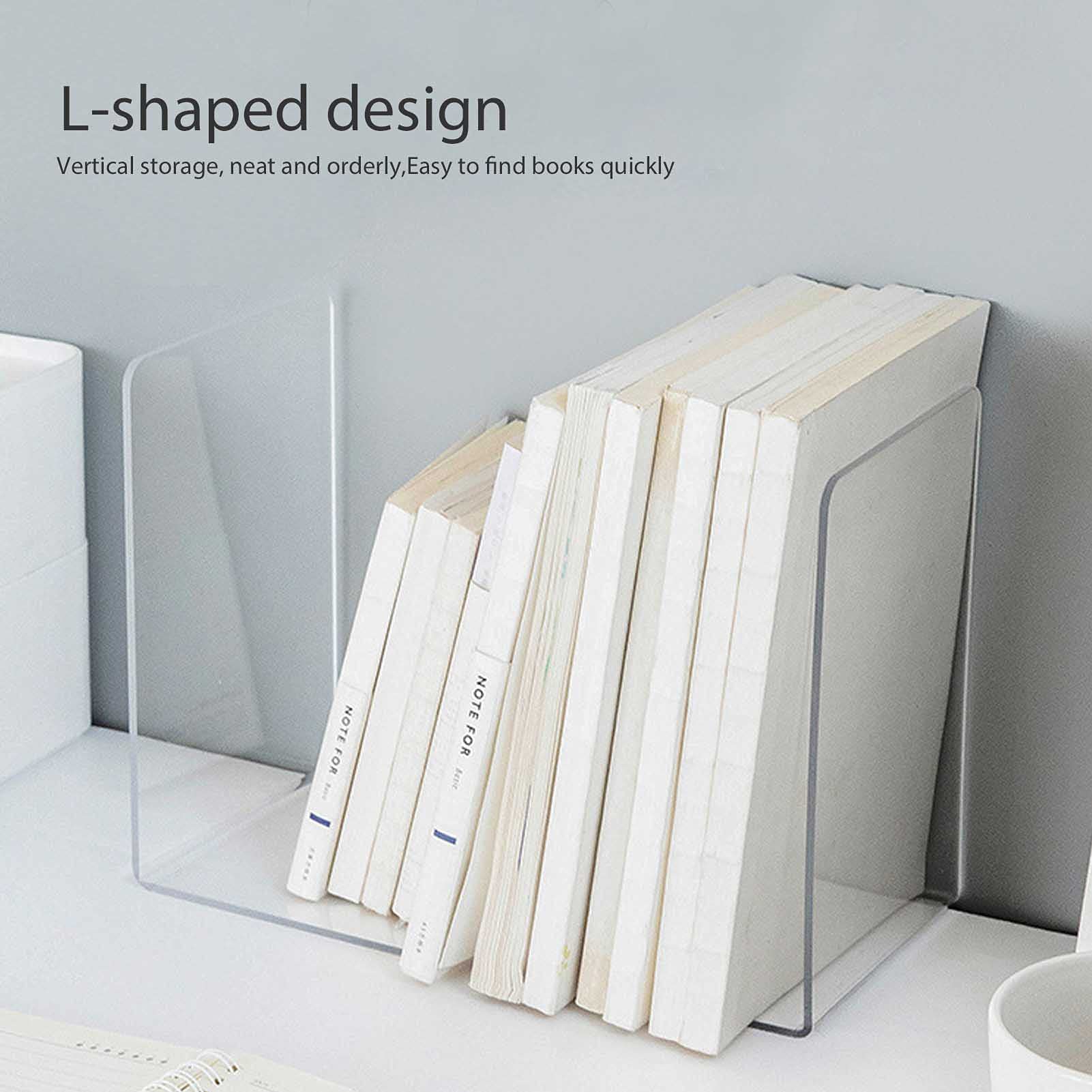 Snufeve6 Desktop Organizer, 2Pcs File Bookend Acrylic Material Thick and Durable for CD/DVD/magazines for Books - Image 4