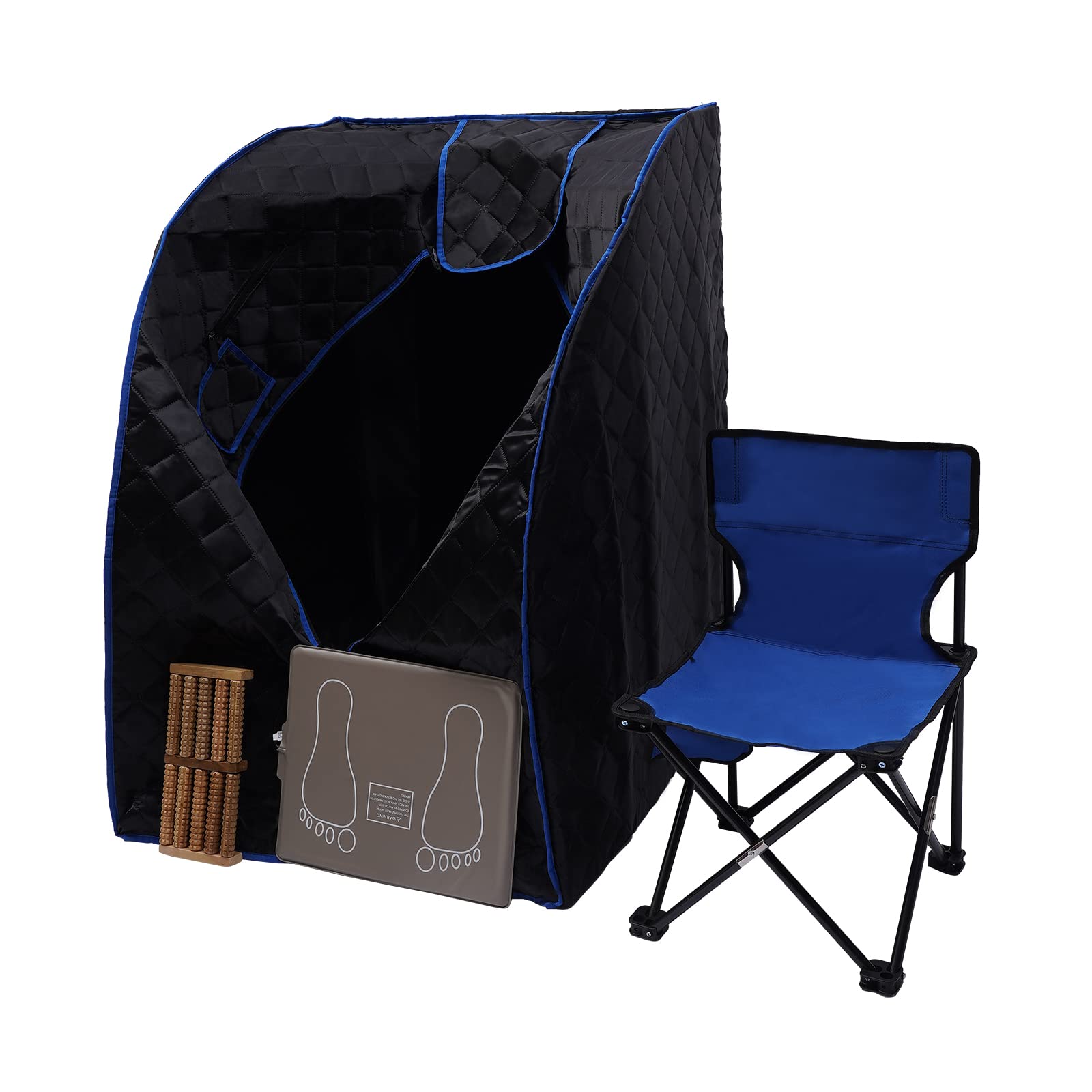 Sauna de infrarrojos de 750 W, sauna casera, temperatura y tiempo ajustables, cabina de calor plegable Spa, incluye accesorios, sauna de vapor portátil (negro)