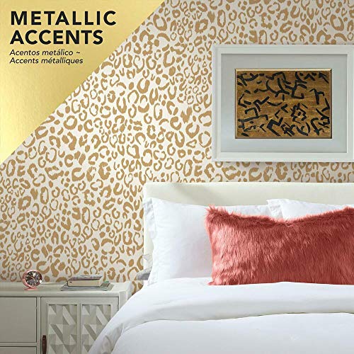 RoomMates RMK10700WP Metallic Gold Leopard Peel and Stick Wallpaper