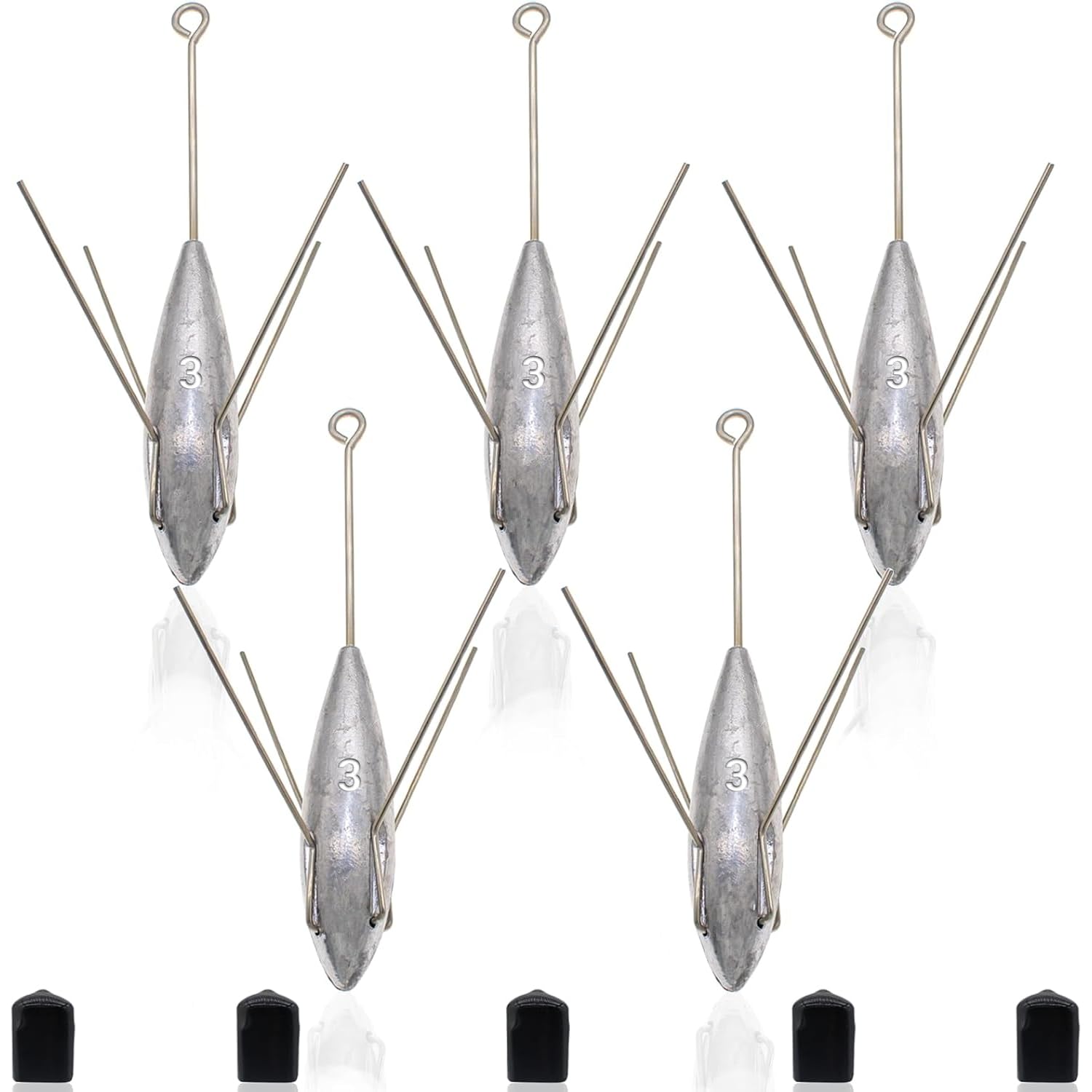 Zsrivk 5 Pcs Sputnik Sinker Fishing Weights Lead Long Tail Fishing Equipment Surfing Casting Spider Sinkers for Saltwater Catfish Beach Sand Ocean