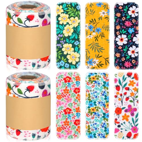FuWeave 30 Pack Reusable Toilet Paper Washable Soft Bidet Towels Bulk Gifts Paperless Rolls Flannel Cotton 12 x 4.3 Family Cloth Wipes Bathroom Napkins with Cardboard (Floral)