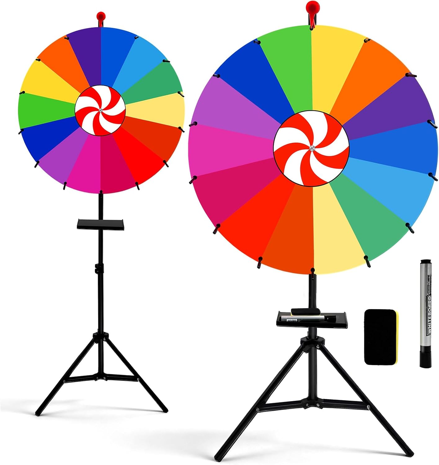 24" Spinning Prize Wheel with Stand, Storable Adjustable Height Wheel of Fortune Game, 14 Color Slots Spin Wheel for Prizes, Heavy Duty Prize Spinner for Carnival & Trade Shows