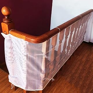 Child Safety Rail Net for Balcony, Patios, Railing and Stairs. Security Guards for Kids/Pet/Toy Both Indoors and Outdoors. 10ft x2.5ft, Sturdy Mesh Fabric Material. (White)