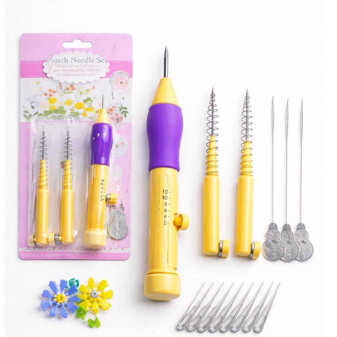 Bolt Bee 1 Set Punch Needle Kit for Beginners - 3 Needle Sizes Threader, Embroidery Pen with Instructions - DIY Craft & Embroidery Tool,Sewing, Knitting, Embroidery Needle Punch (Single)-image-35