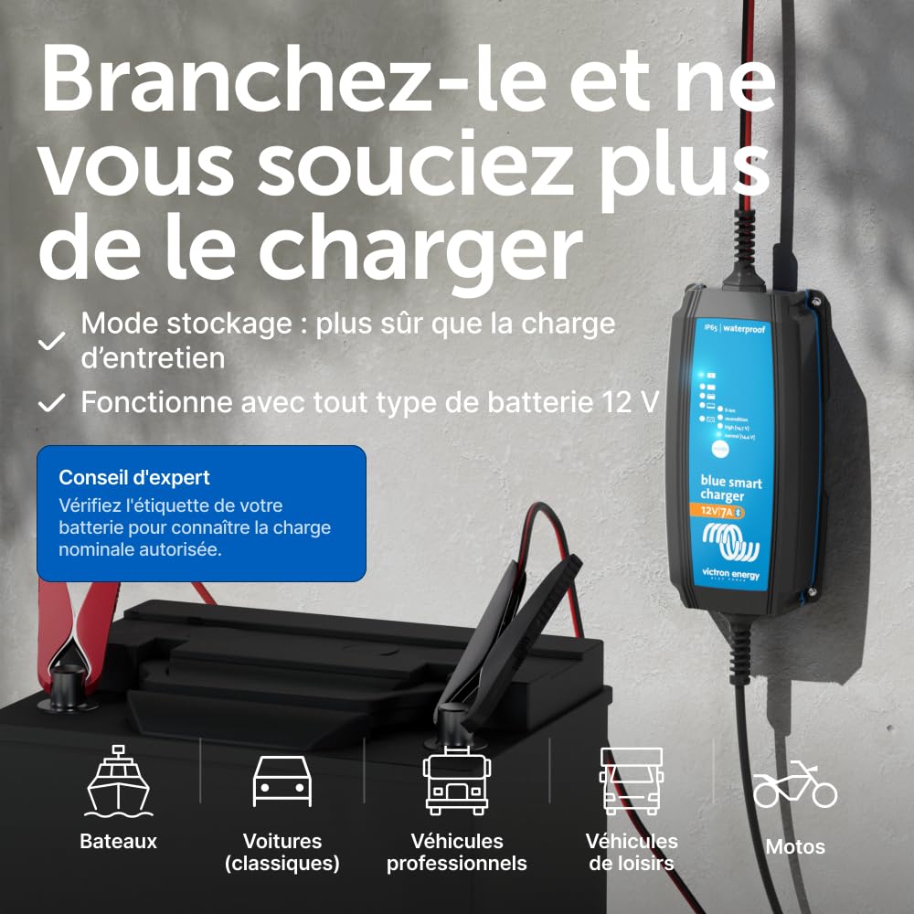 Victron Energy Blue Smart IP65 12-Volt 7 amp 230V Chargeur de Batterie, Bluetooth (CEE 7/17)