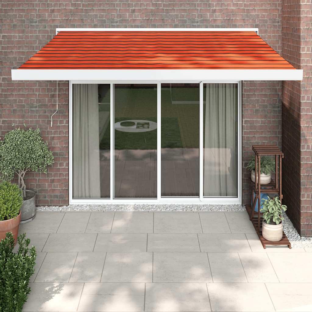 Tenda da sole motorizzata retrattile 3,5 x 2,5 m, arancione-marrone, protezione UV, in alluminio verniciato a polvere, per terrazza, balcone, giardino, con telecomando
