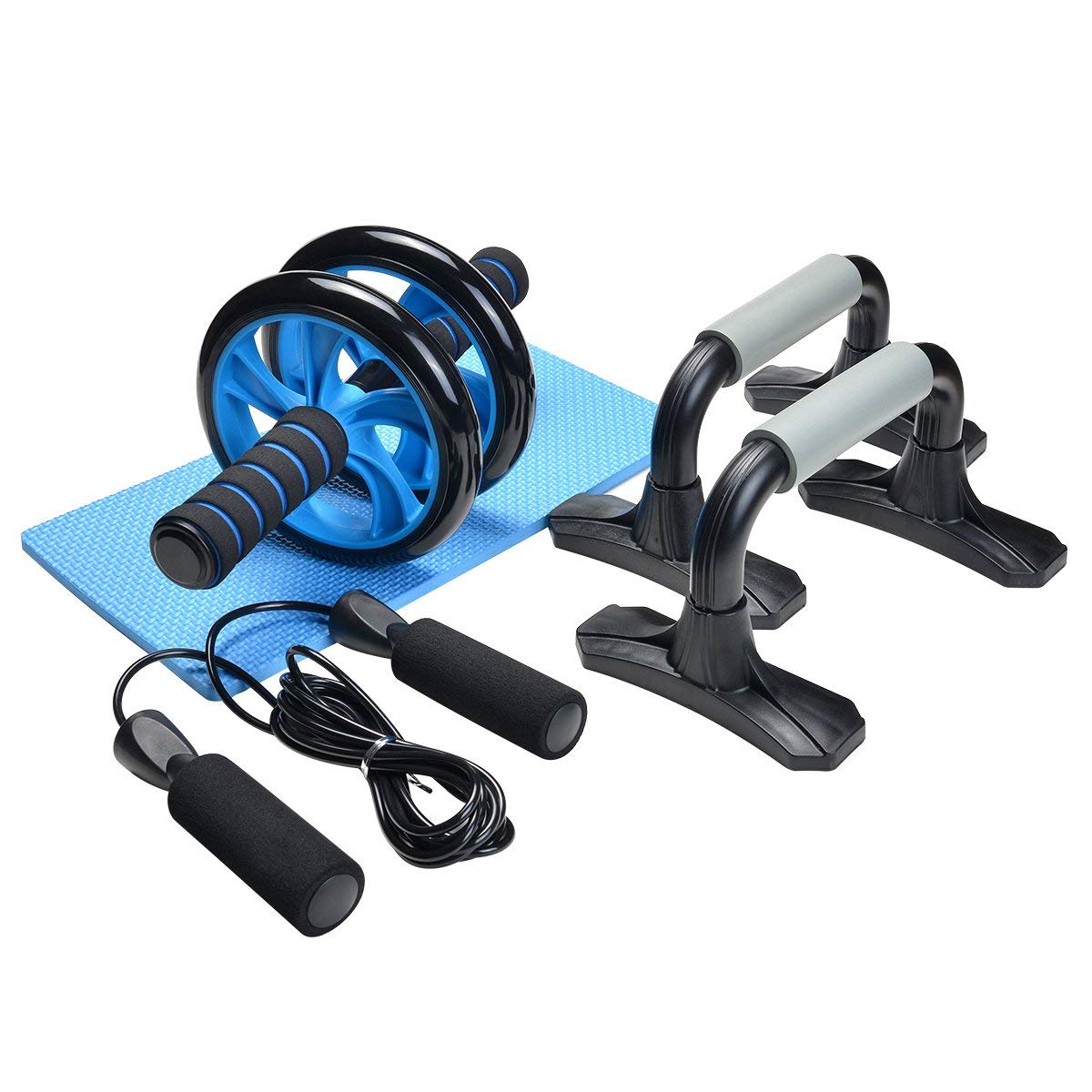 Ankaro 3-in-1 AB Wheel Roller Kit AB Roller Pro with Push-Up Bar, Jump Rope - Perfect Abdominal Core Carver Fitness Workout for Abs