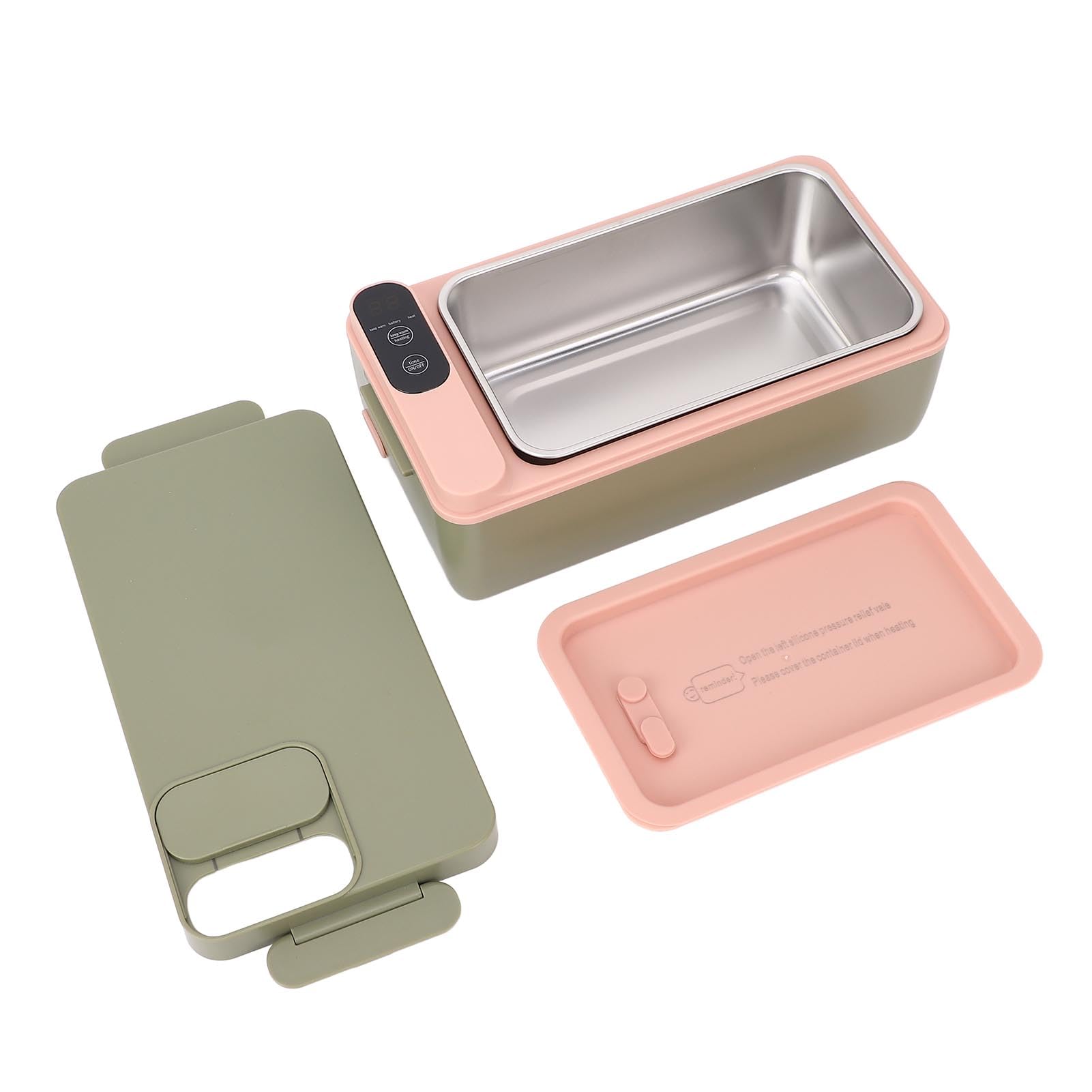 Lunch Box Elettrico Portapranzo Riscaldato in Acciaio Inossidabile 316 1L Cordless 3D Riscaldamento Concentrato Doppia Guarnizione 4000mAh Scaldavivande Portatile per Ufficio All'aperto