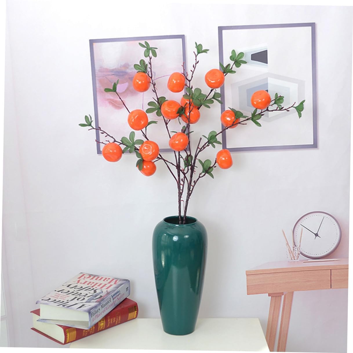 Lifelike Artificial Orange Branch 7 Heads, Realistic Fake Fruit Decoration for Living Room, Kitchen Table Centerpiece, Unique Event Ornament