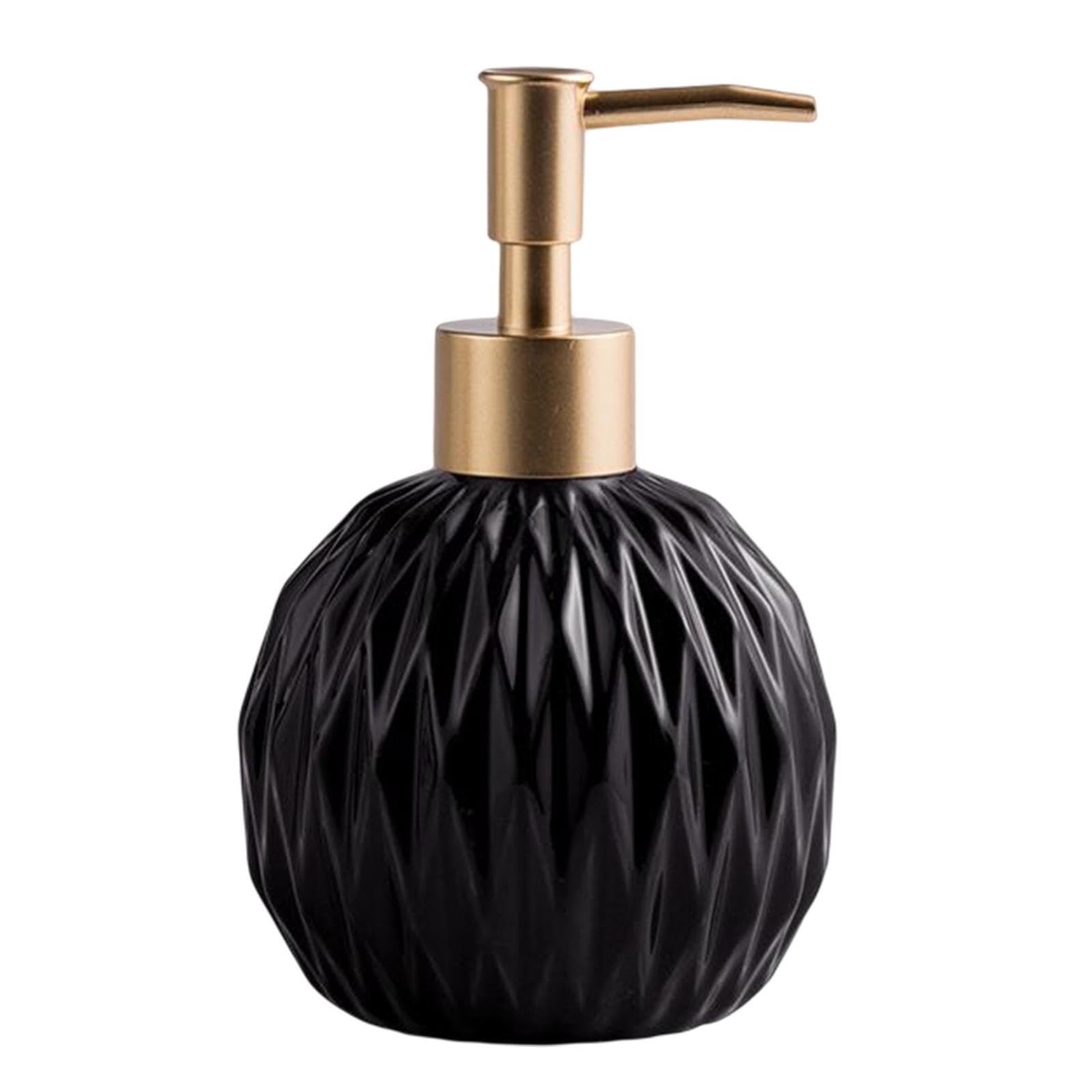 TWISAXC Aesthetically Pleasing Soap Dispenser Bottle Ceramic Soap Dispenser With Pump Bathroom Countertop Refillable Shower Shampoo Bottles Durable Easy To, Black