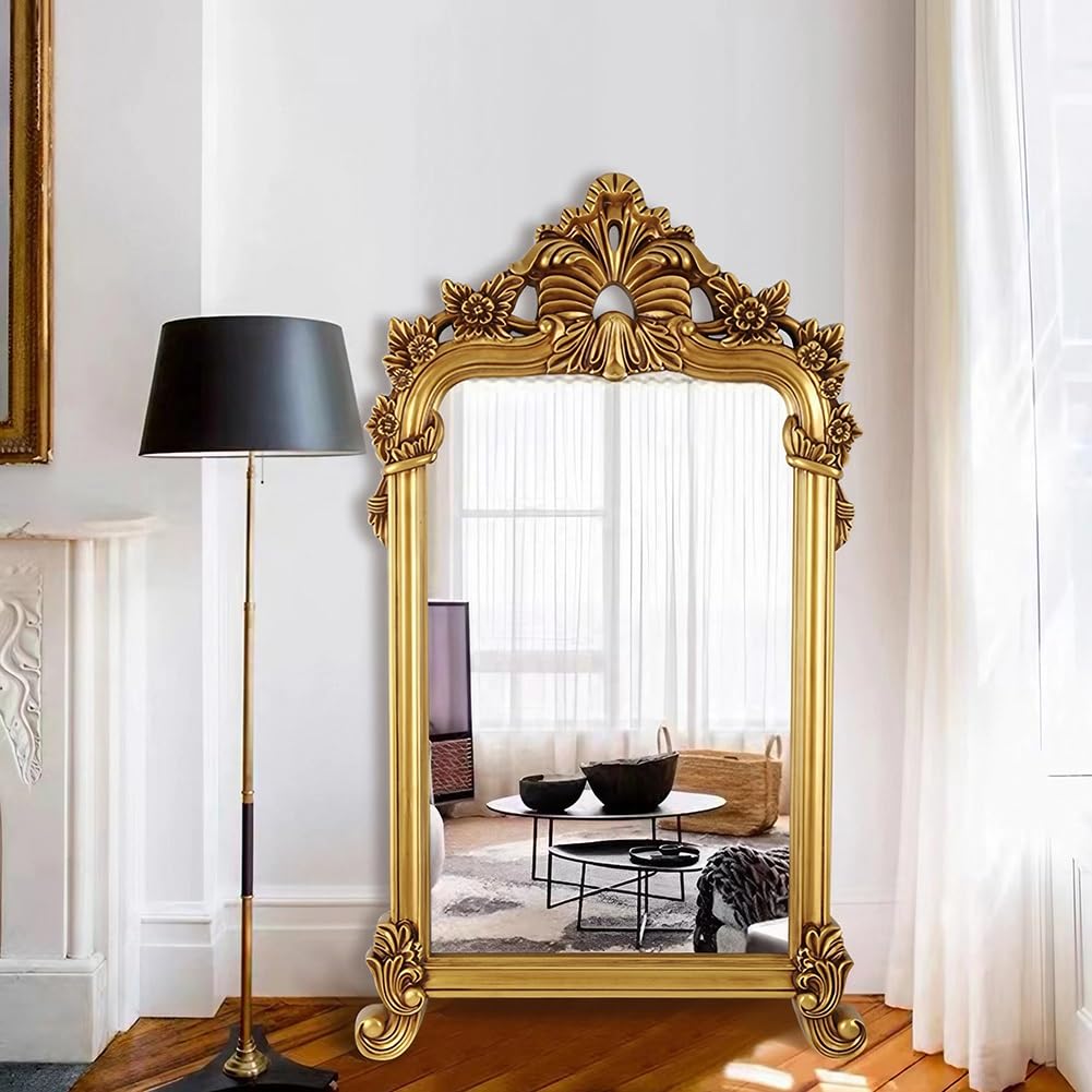 Amazon.com: UMJIGF Arched Wall Mirror, Gold, 27 x 46 inch, Carved