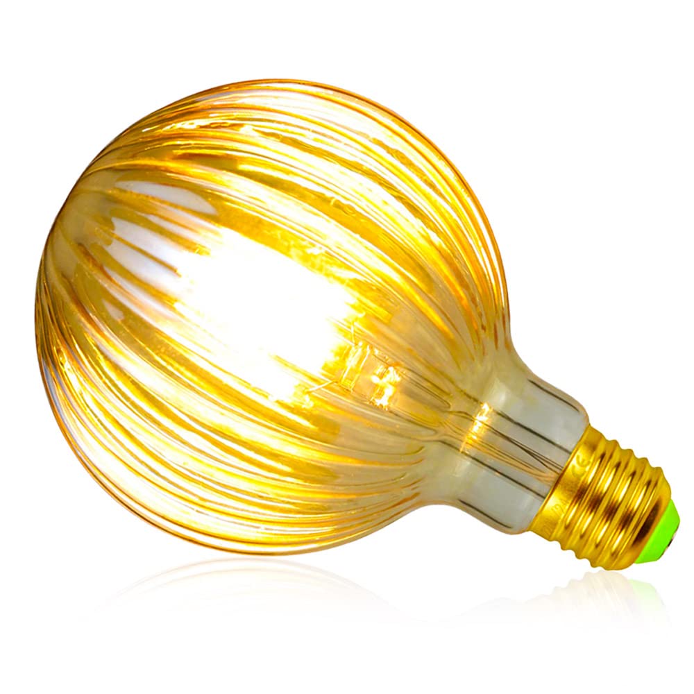 YANUODA Led Bulbs Globe Edison Bulb G95 Led Filament Bulb 2500Kelvin Warm White 220/240V E27 Decorative Light Bulb (Golden Watermelon)