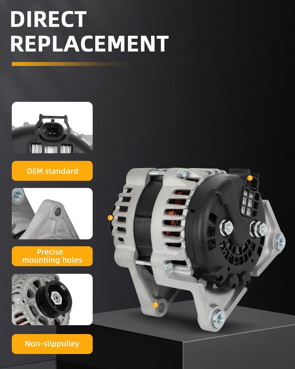 OCPTY Alternator for Chevrolet for Aveo 1.6L 2009-2011,for Chevrolet for Aveo5 1.6L 2009-2011,for Pontiac for G3 1.6L 2009-2010,for Pontiac for G3 Wave 1.6L 2009 8486 Alternator Replacement