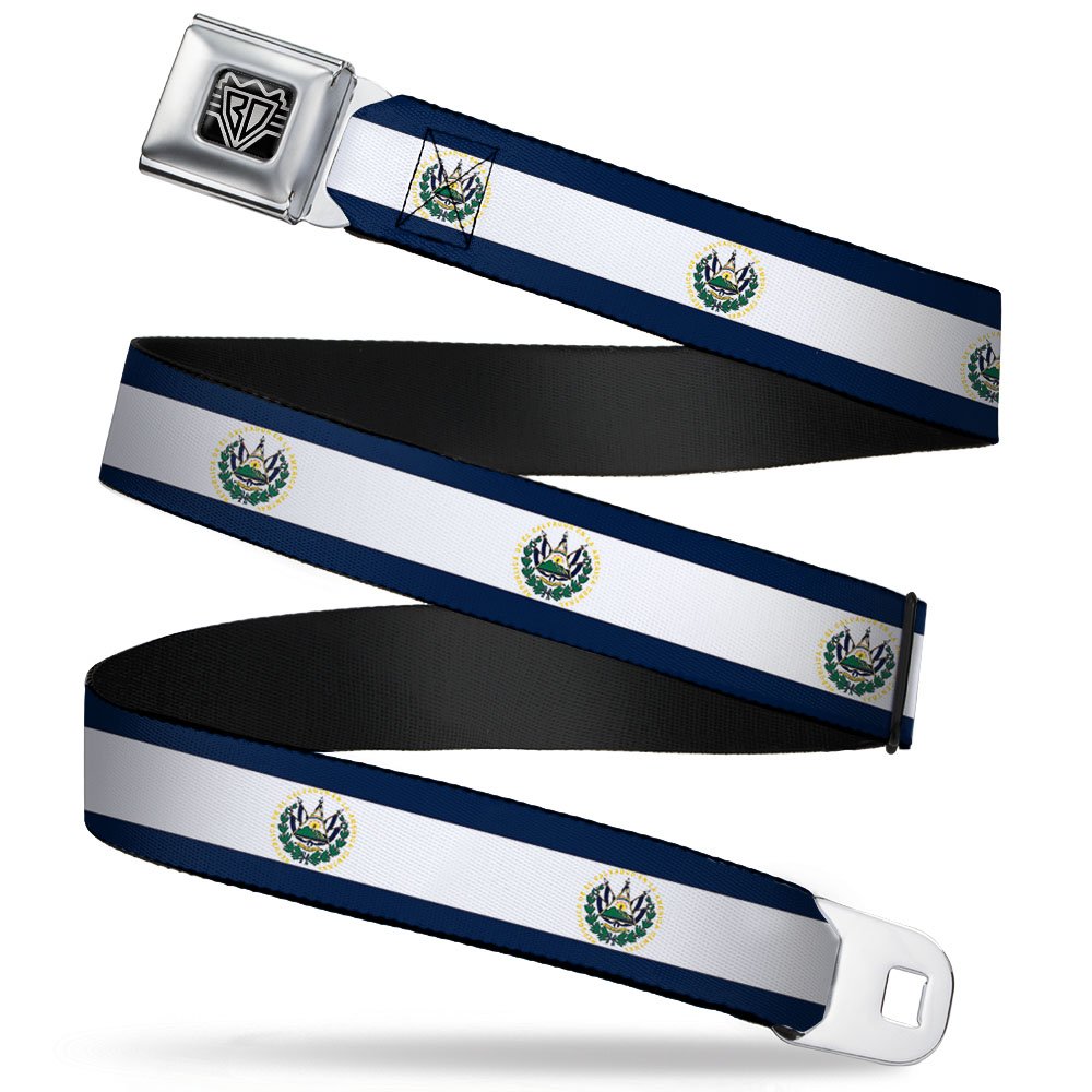Cinturón de bandera de El Salvador con hebilla de seguridad para hombre y mujer ajustable 8