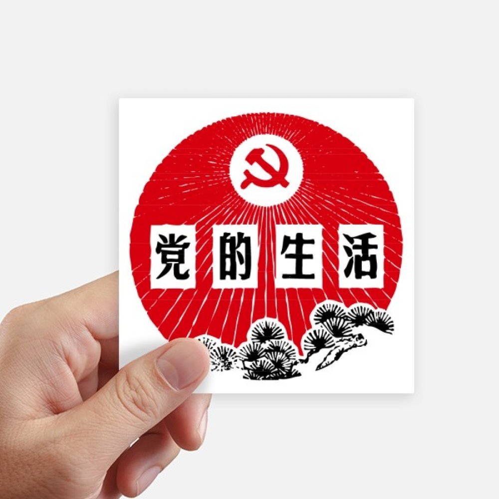 Autocollant carré Communiste Chinois 10 cm pour gourde et pc - Lot de 8