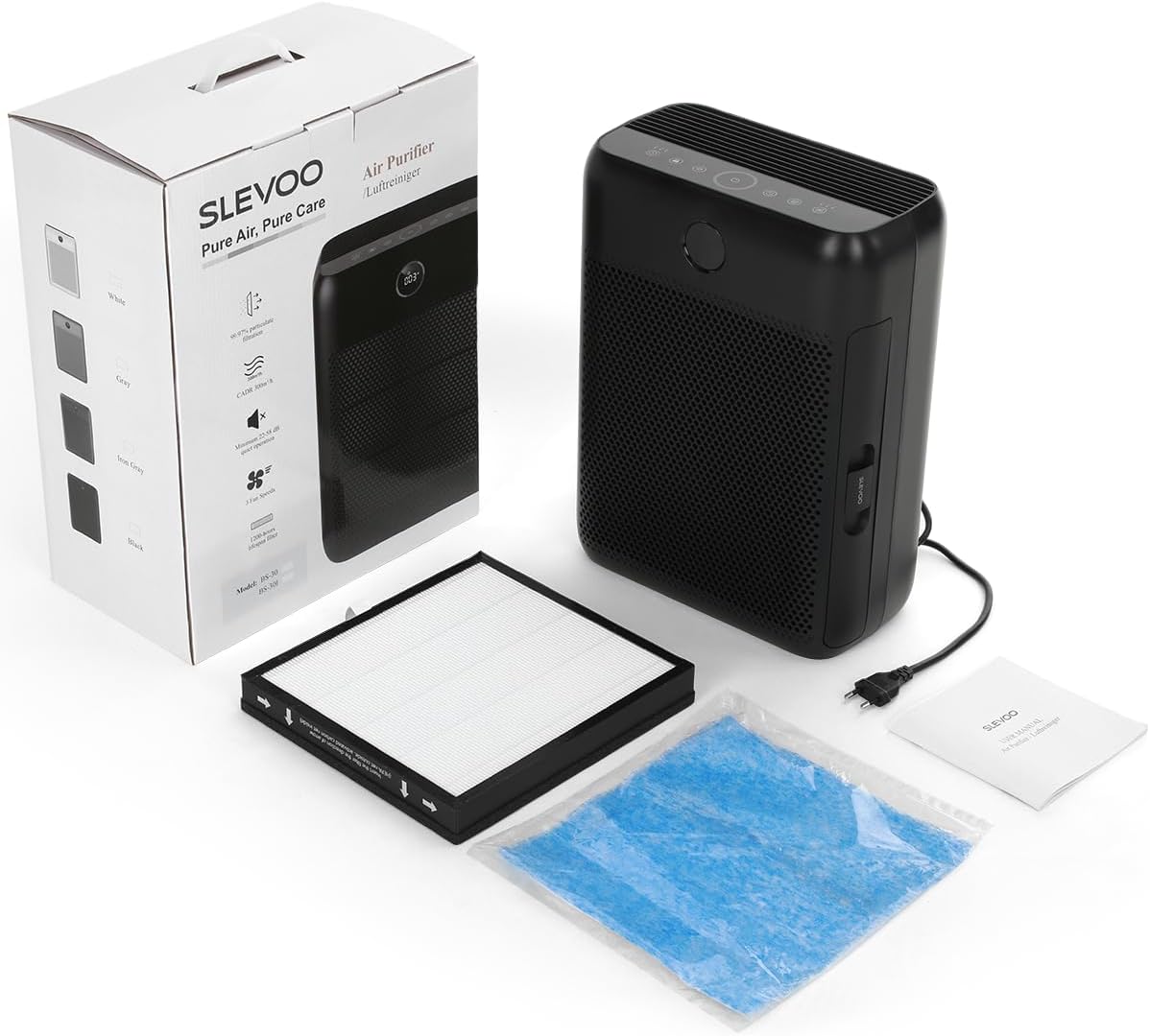 Slevoo Air Purifier for Home Large Room, H13 True HEPA Filter Air Purifiers & 3 × pre-filters for Bedroom,Office,Living Room,Covers Up to 1991.3 ft²,CADR 326m³/h (Black) - Image 9