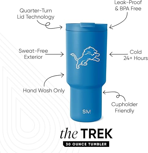 Miniatura 2 de Simple Modern, Colección Trek - Vaso térmico de acero inoxidable de 30 oz con tapa abatible y pajillas con licencia oficial de la NFL, regalos