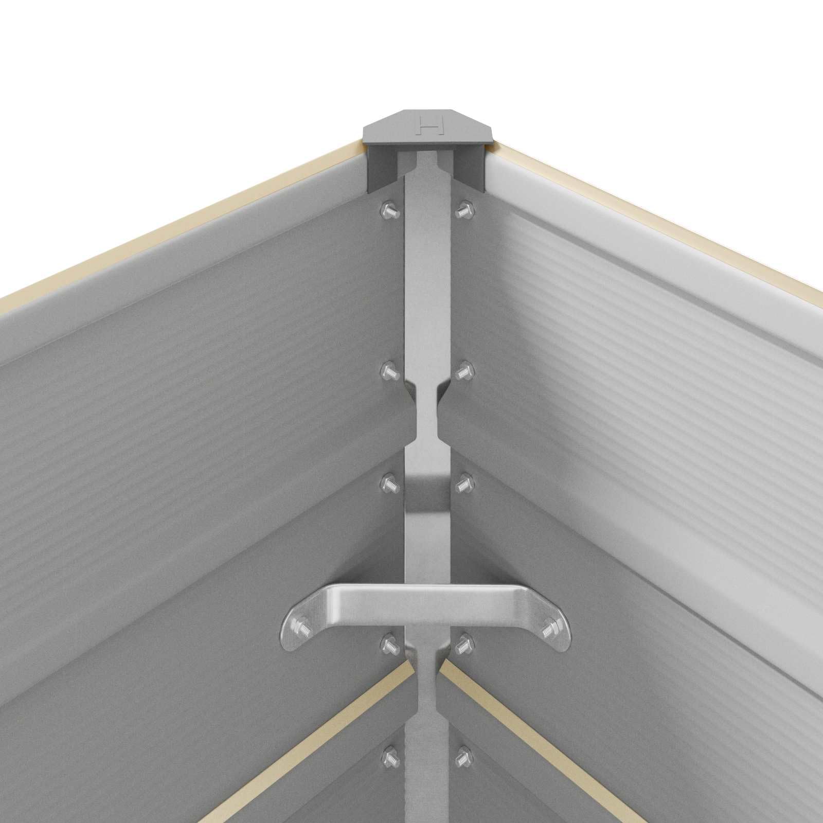 Macetero marfil 385 x 100 x 45 cm – Gran bancal elevado de acero galvanizado para jardín y terraza – Jardinera estable de metal en diseño industrial – Maceta robusta