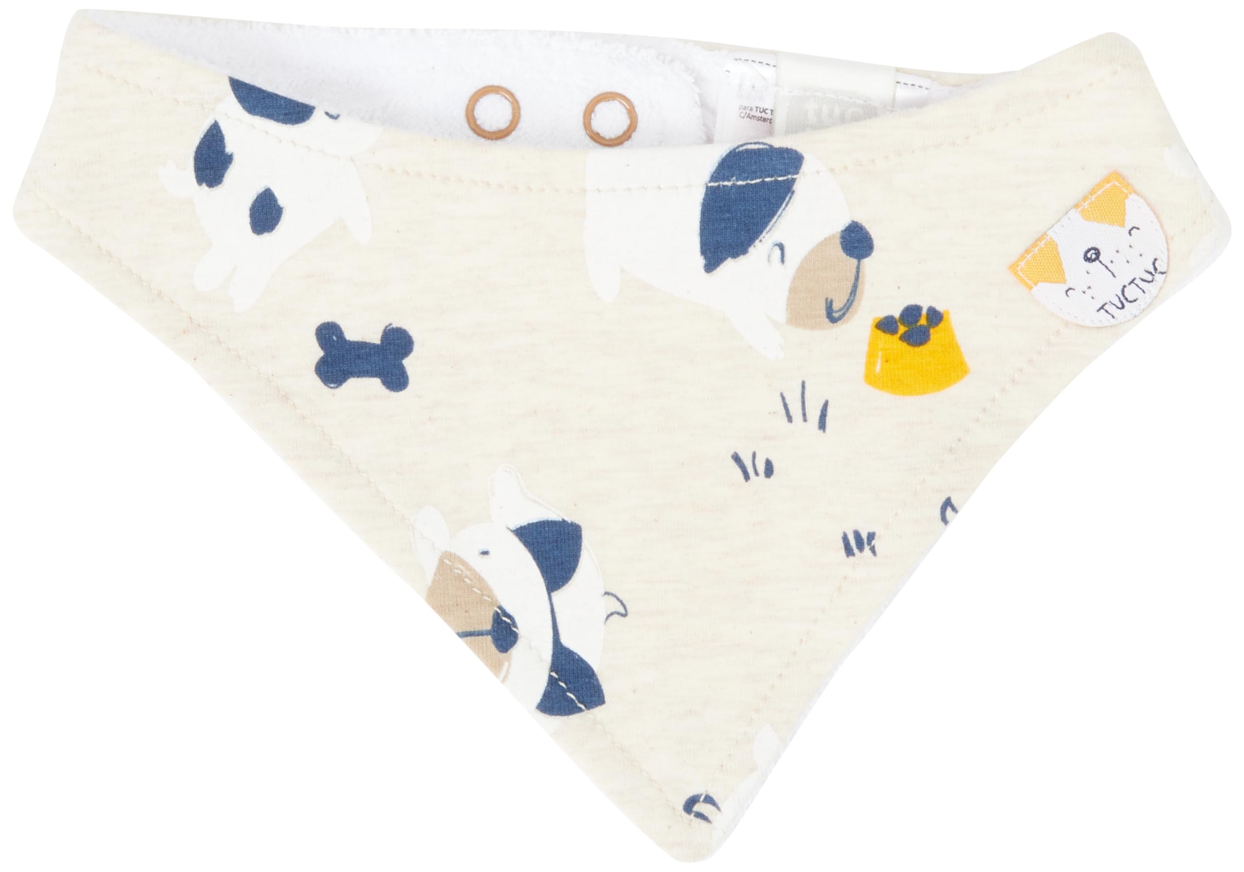 Tuc Tuc Babero bandana de niño color beige colección pugs life