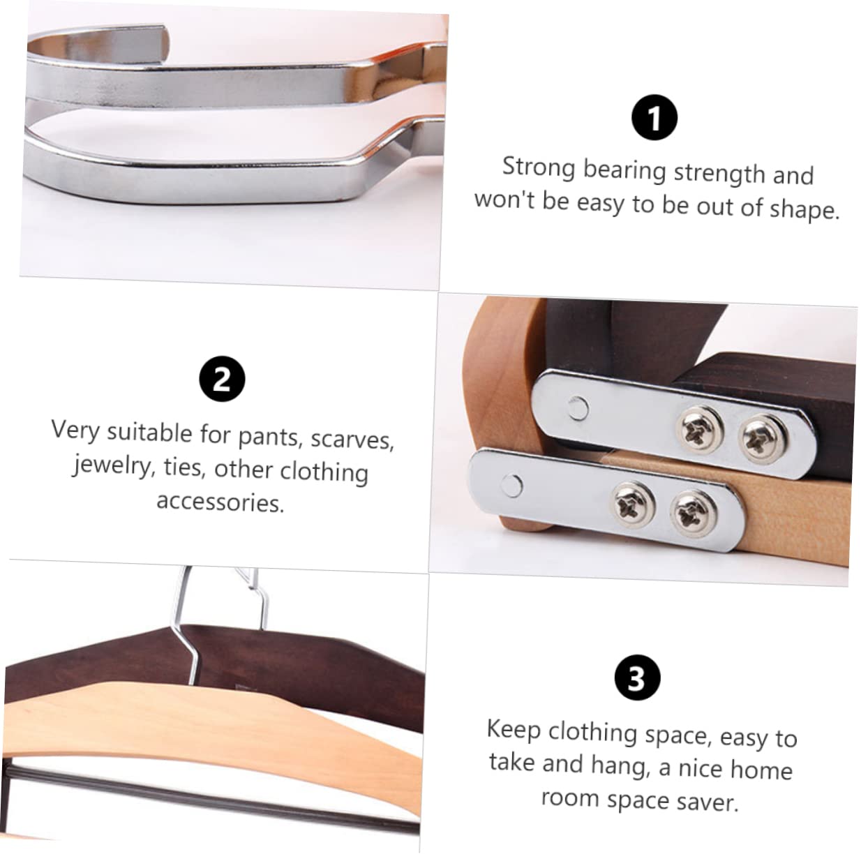 ULTECHNOVO 4 Piezas Perchas de Madera Multifuncionales Antideslizantes para Pantalones y Ropa Multi Plegables para Secado y Organización Ganchos Giratorios Flexibles para Armario