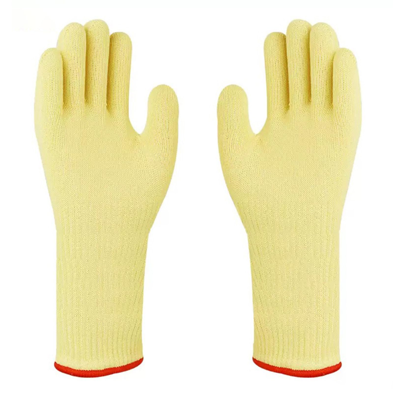 Guanti Barbecue, Guanti BBQ Resistenti al Calore Fino a 500°C, Aramidica A Doppio Strato, Lavabili in Lavatrice per Cucina, Grigliate, 2 Coppia Yellow-36cm/14.17in