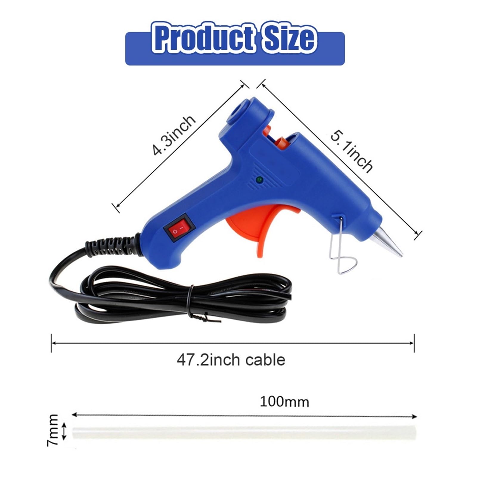 Pistolet do klejenia na gorąco 20 W z patyczkami 7 mm, mini przemysłowy termoplastyczny do majsterkowania, szybkiego nagrzewania, użytku domowego, idealny do sztuki i projektów