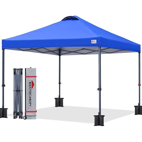 MASTERCANOPY 10x10 Durable Pop Up Canopy Tent with Roller Bag, Blue