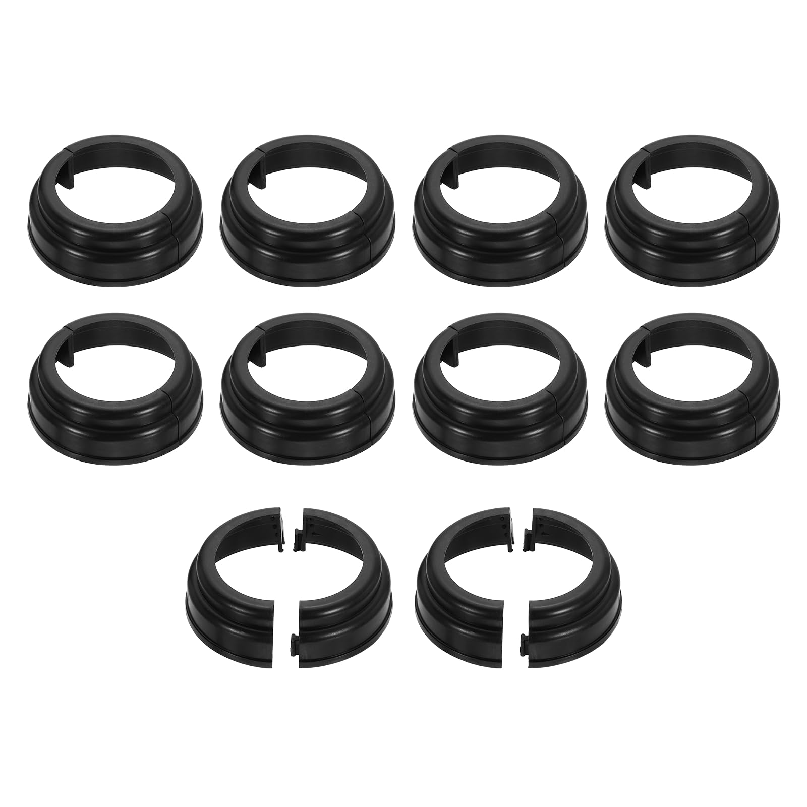 sourcing map 10Pcs Post Skirt, 3.54" Plastic Split Style Post Base Cover Trim Skirt, Round Deck Pipe Cover Decoration Brackets Fit 2.4" OD Pipe for Fence Stair Handrail Railing Porch, Black
