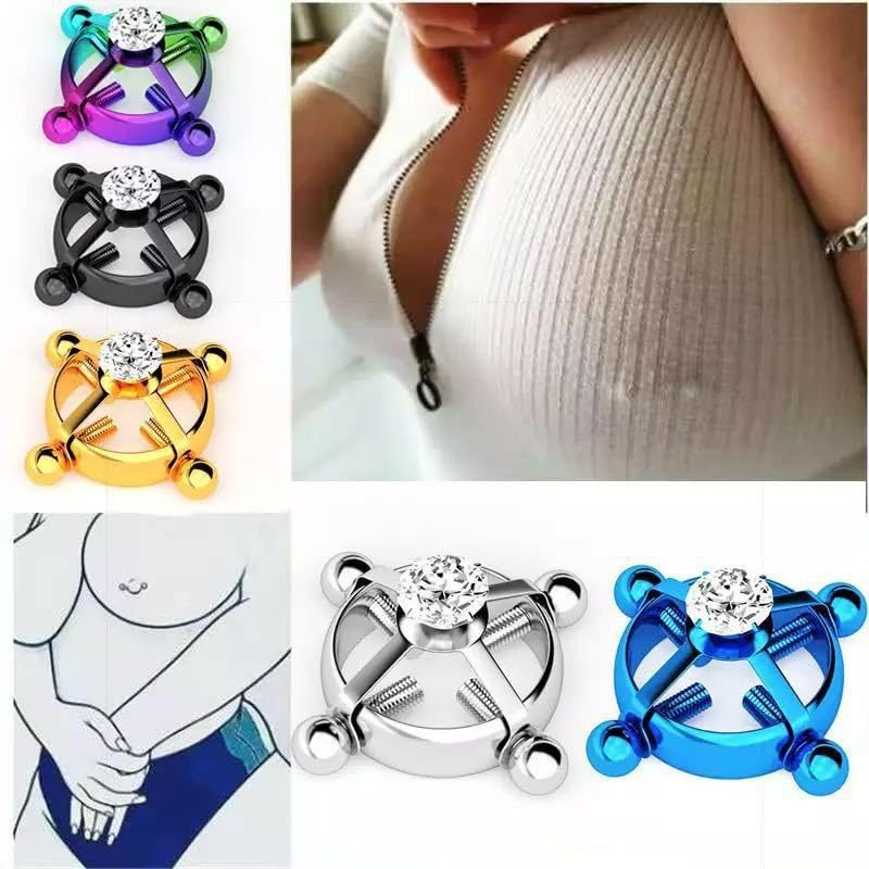 2PCS Stainless Steel Fake Nipple Rings For Women Body Jewelry Dainty Trendy3