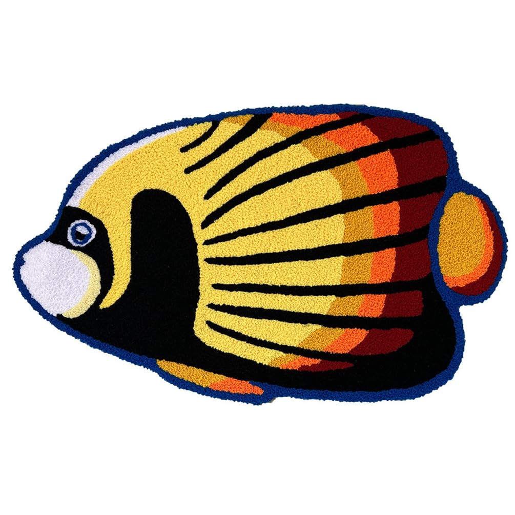 LIKETN Cute Tropical Fish Shaped Bath Rug Funny Non Slip Sea Bathroom Rugs Absorbent Washable Entry Door Mat Soft Shaggy Animal Bath Mats for Tub,