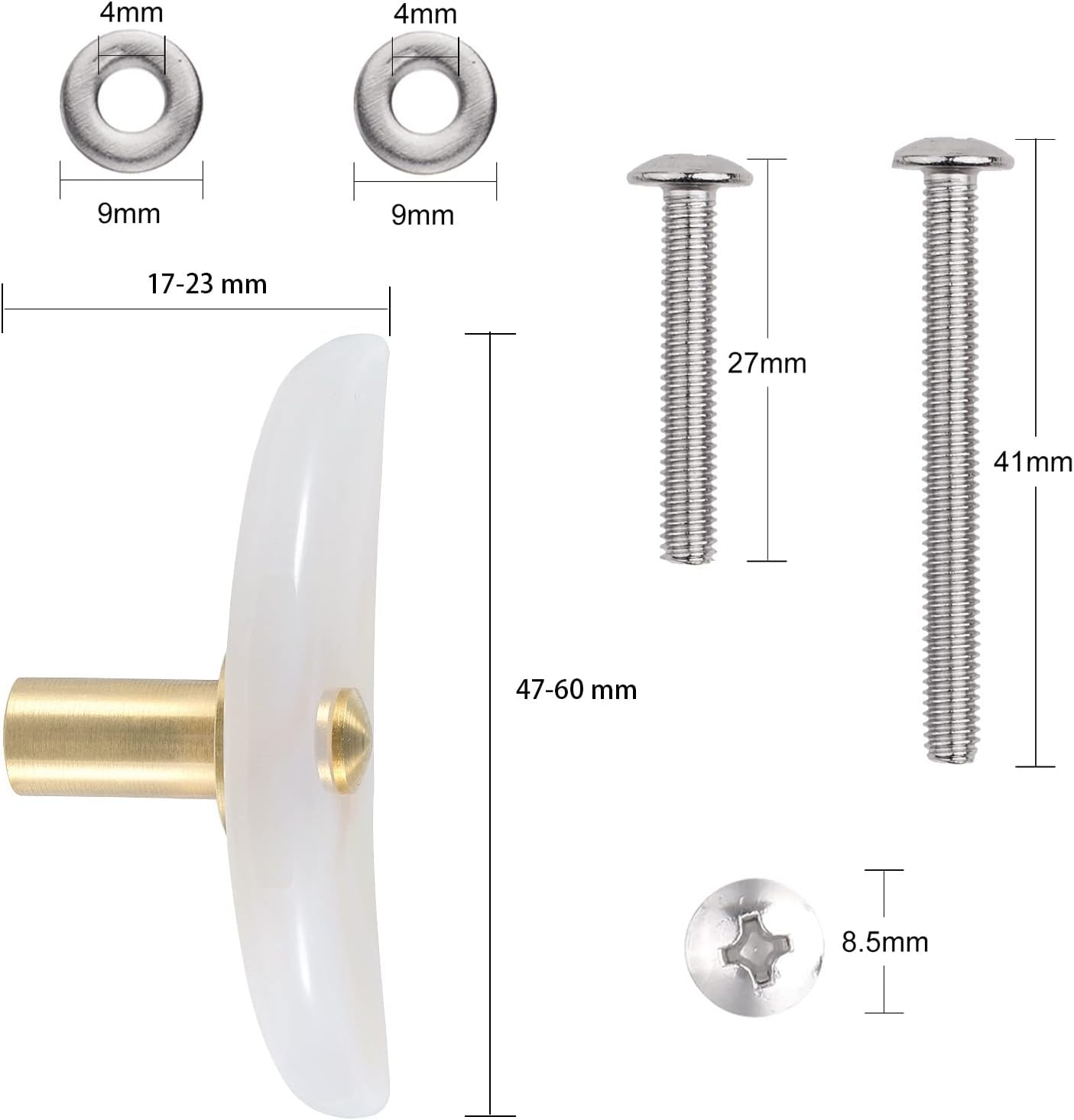 TUMBEELLUWA Set of 4 Moon Shaped Natural Agate Pull Handles for Dresser Cupboard Polished Stone Cabinet Drawer Knobs with Screws