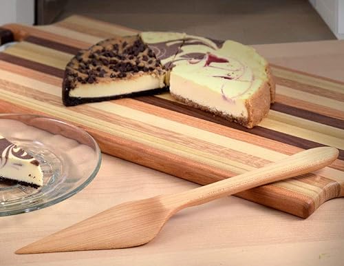 Miniatura 3 de Servidor de pastel de madera de arce duro natural hecho en Estados Unidos, 12.75 pulgadas