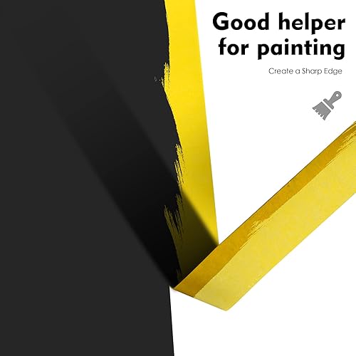 Vista 4 de Cinta de Pintor Amarilla, 1" x 60 yardas x 5 rollos (300 yardas en total) - Cinta de Enmascarar de Adhesión Media para Pintura, Etiquetado, Amarillo